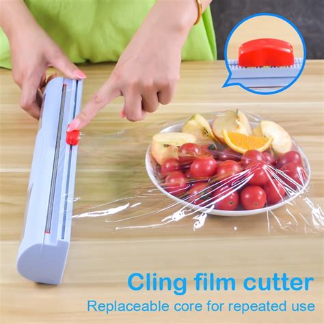 saran wrap slide cutter|saran wrap dispenser with cutter.